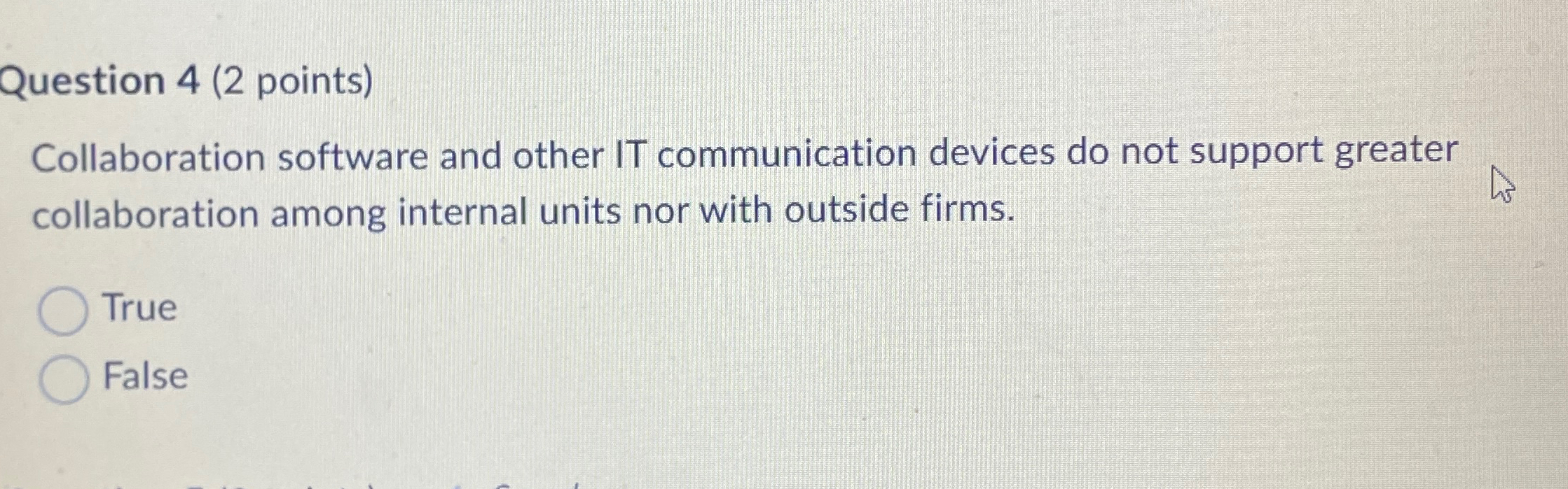 Solved Question 4 (2 ﻿points)Collaboration software and | Chegg.com