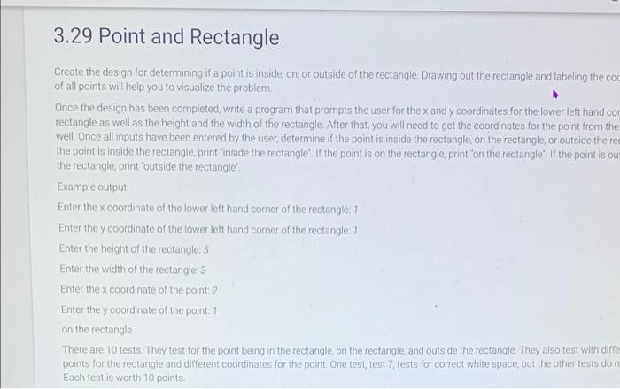 Solved 3.29 Point and Rectangle Create the design for | Chegg.com