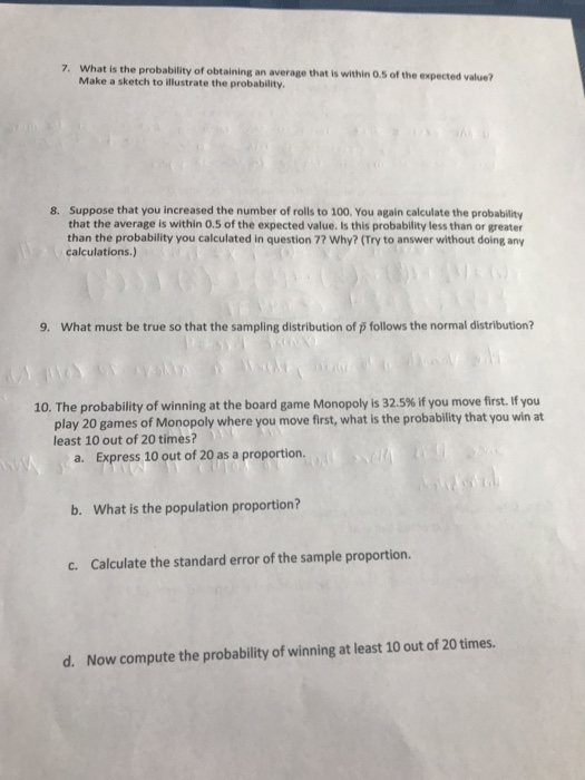 Solved 7. What is the probability of obtaining an average | Chegg.com
