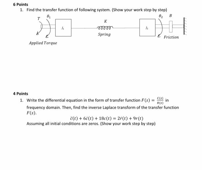 Solved B 6 Points 1. Find the transfer function of following | Chegg.com
