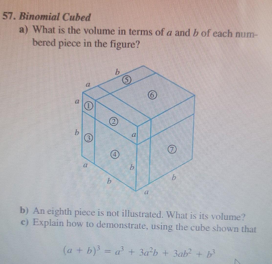 Solved 57. Binomial Cubed a) What is the volume in terms of | Chegg.com