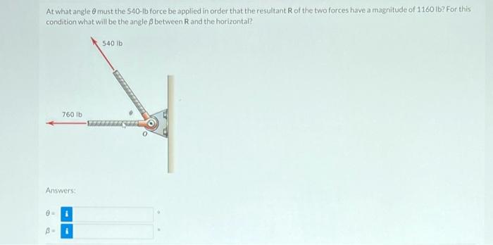 Solved At what angle θ must the 540-1b force be applied in | Chegg.com