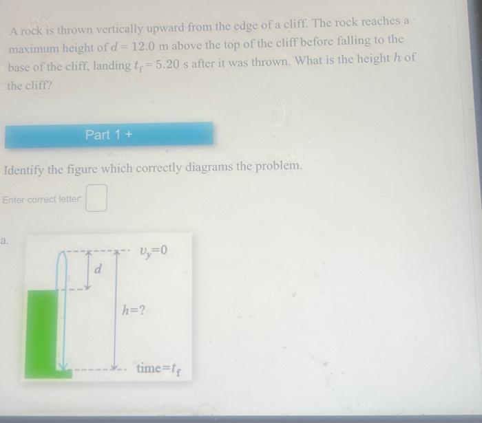 Solved A rock is thrown vertically upward from the edge of a | Chegg.com
