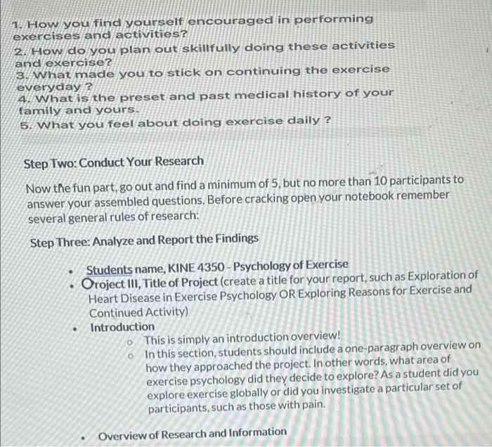 Solved 1. How you find yourself encouraged in performing | Chegg.com