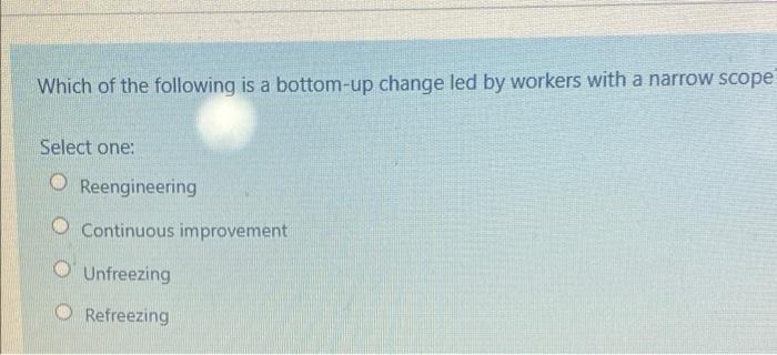 Solved Which of the following is a bottom-up change led by | Chegg.com