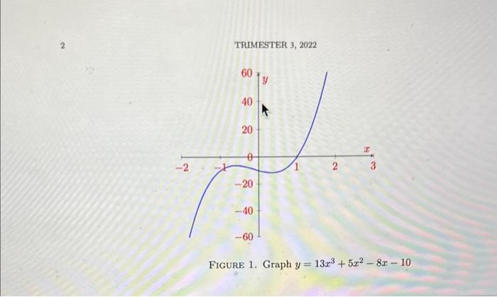 Solved TRIMESTER 3, 2022 URE 1. Graph y=13x3+5x2−8x−10 | Chegg.com