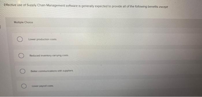 Solved Effective Use Of Supply Chain Management Software Is | Chegg.com