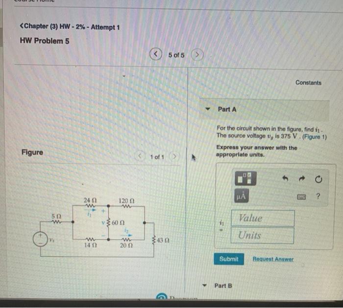 Solved Constants Part A For the circuit shown in the | Chegg.com