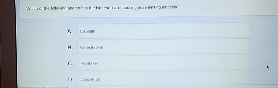 Solved Which of the following agents has the highest risk of | Chegg.com