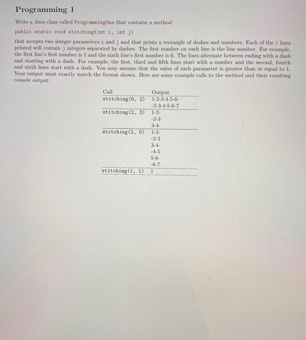 Solved Programming 1 Write a Java class called | Chegg.com