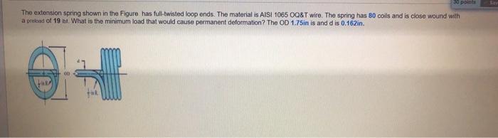 Solved 0 points The extension spring shown in the Figure has | Chegg.com