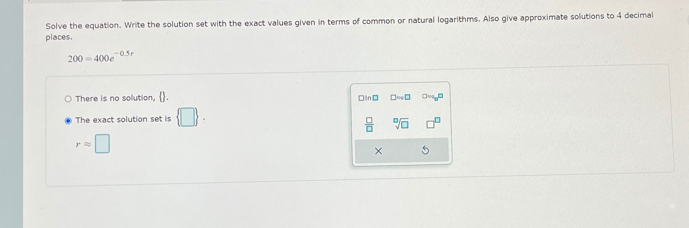 Solved Solve the equation. Write the solution set with the | Chegg.com