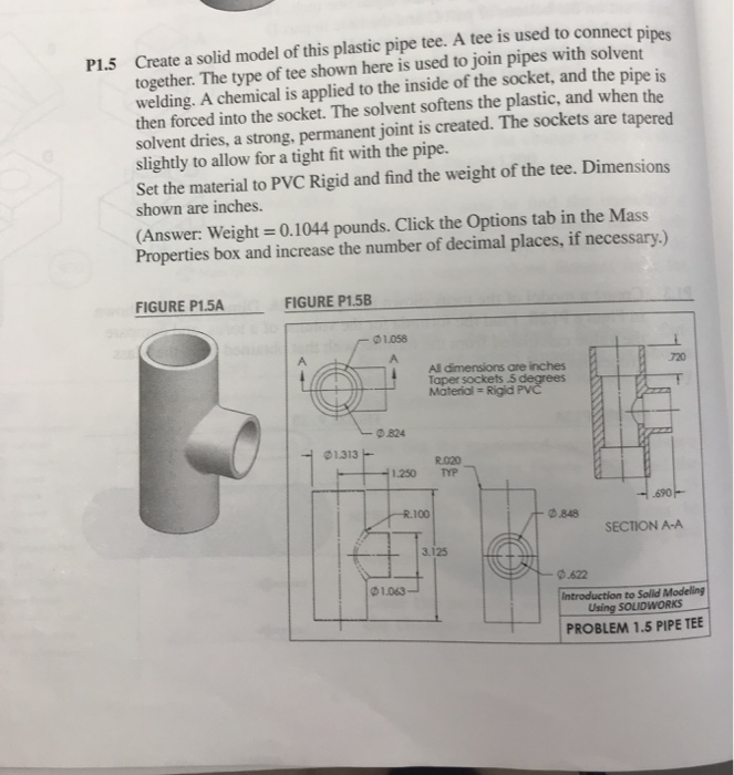 Solved P1 5 Create A Solid Model Of This Plastic Pipe Tee