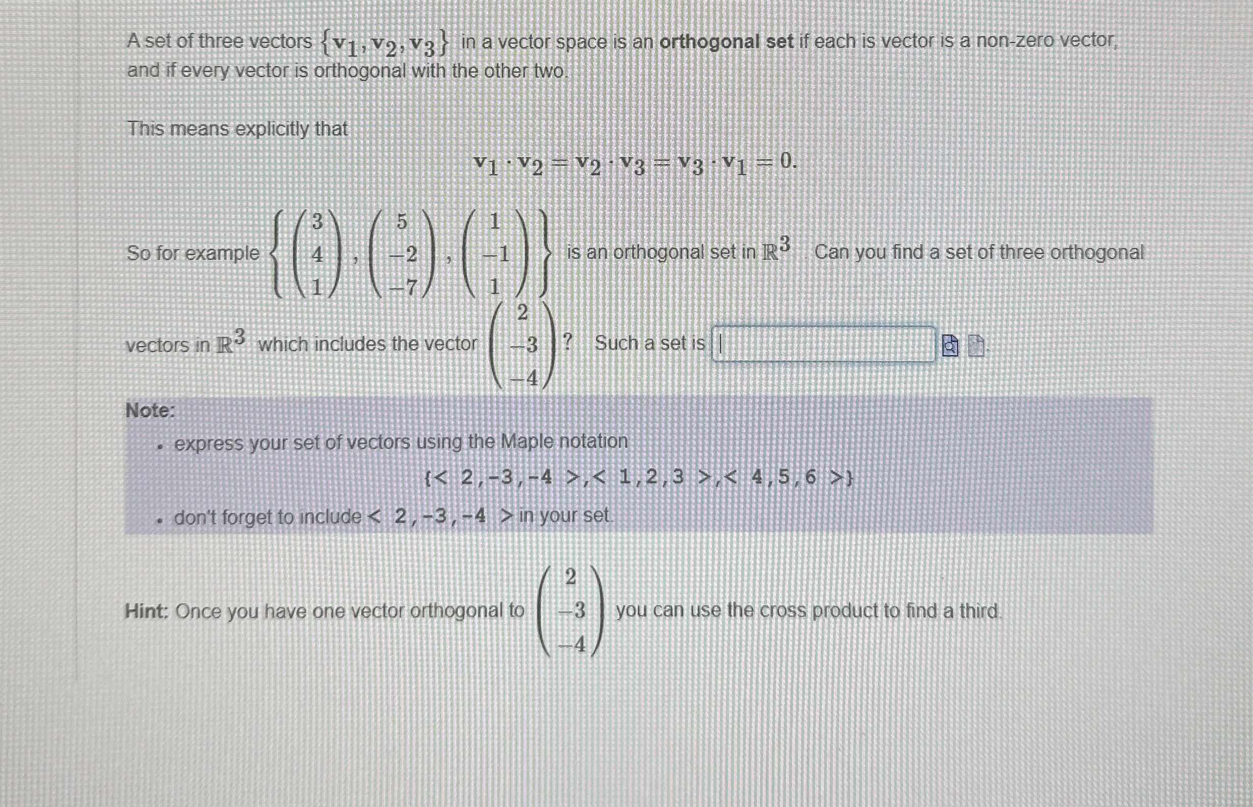 Solved A set of three vectors {v1,v2,v3} ﻿in a vector space | Chegg.com