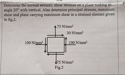 Solved Determine the normal stresses, shear stresses on a | Chegg.com