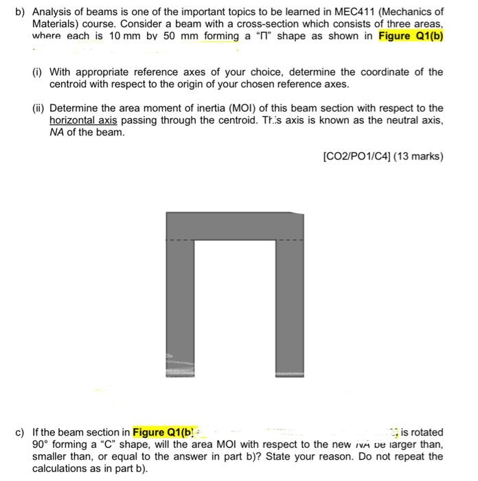 Solved b) Analysis of beams is one of the important topics | Chegg.com
