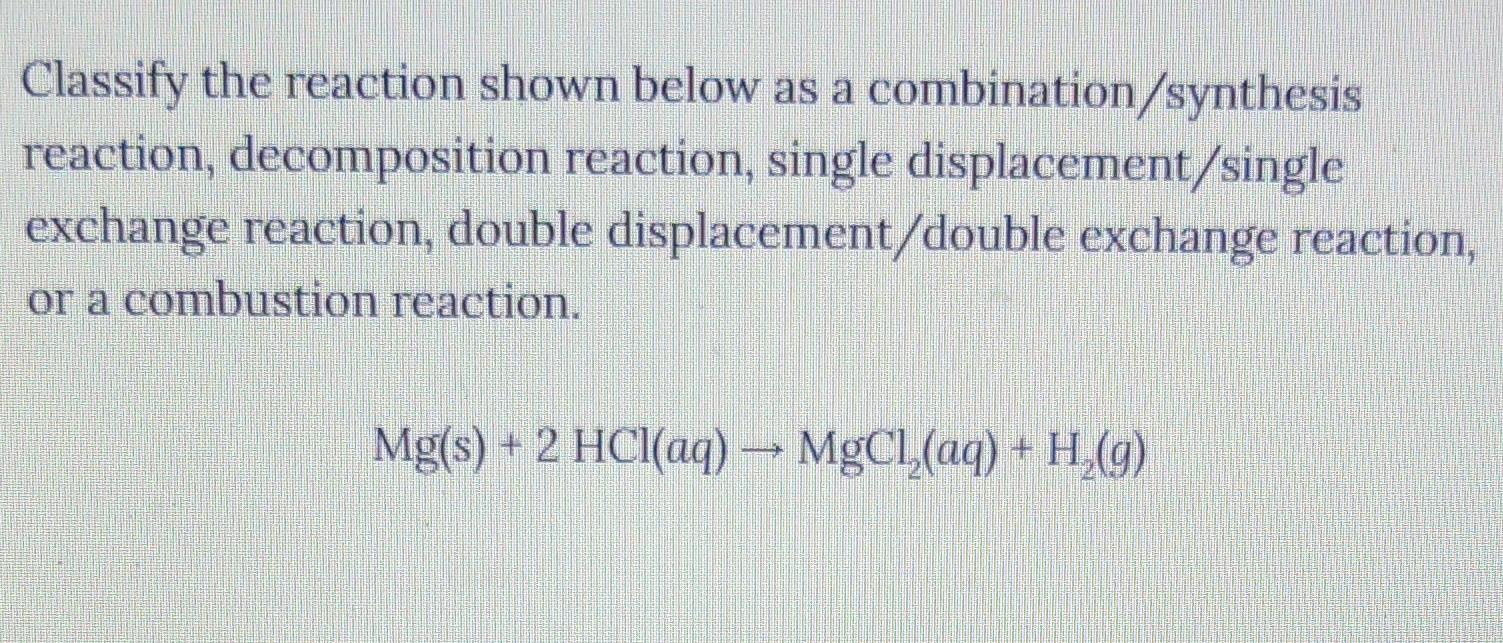 Solved Classify The Reaction Shown Below As A C 2043