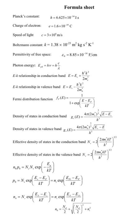 Solved The Electron Concentration In A Semiconductor Is G Chegg Com