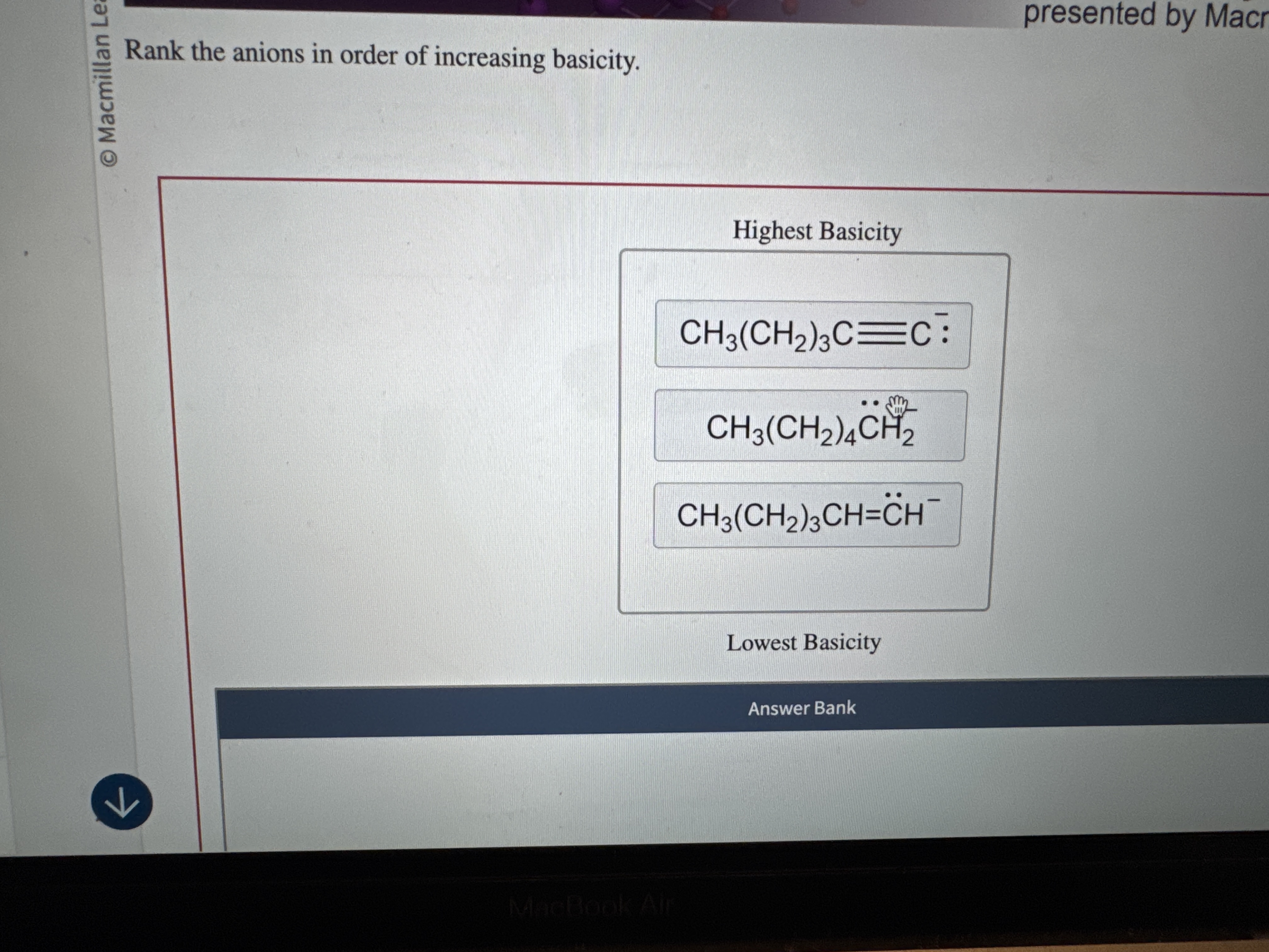 Solved Rank the anions in ﻿order of ﻿increasing | Chegg.com