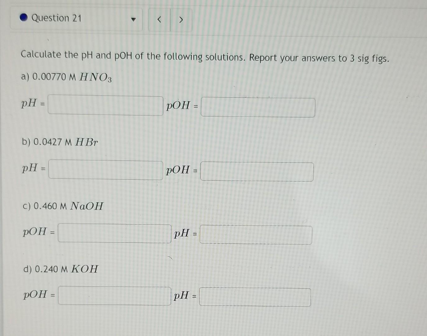 if the ph of a solution is 3.5 what is the poh