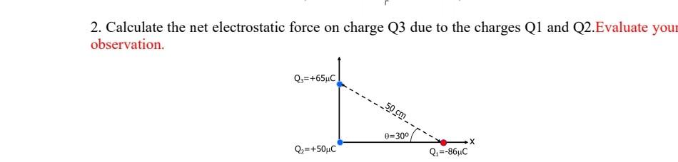 Solved 2. Calculate the net electrostatic force on charge Q3 | Chegg.com