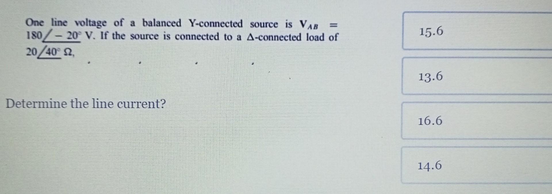 Solved One line voltage of a balanced Y-connected source is | Chegg.com