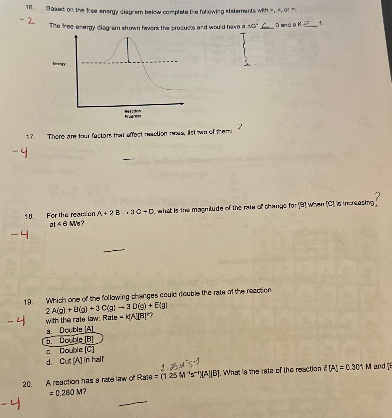 Solved Based On The Free Energy Diagram Below Complete The | Chegg.com