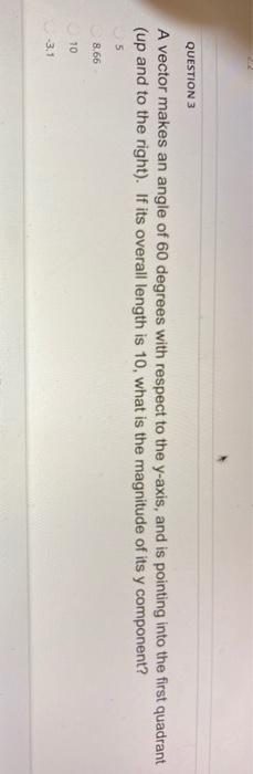 Solved QUESTION 3 A vector makes an angle of 60 degrees with | Chegg.com