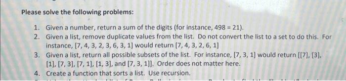 Solved Please solve the following problems: 1. Given a | Chegg.com