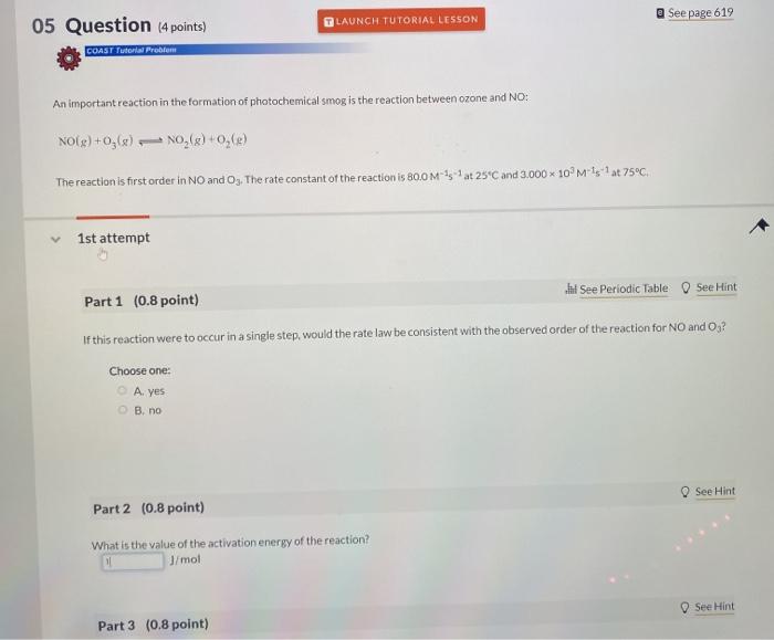 Solved See page 619 05 Question 4 points) LAUNCH TUTORIAL | Chegg.com