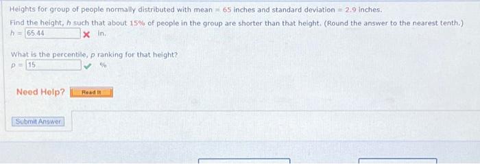 Solved Heights for group of people normally distributed with | Chegg.com