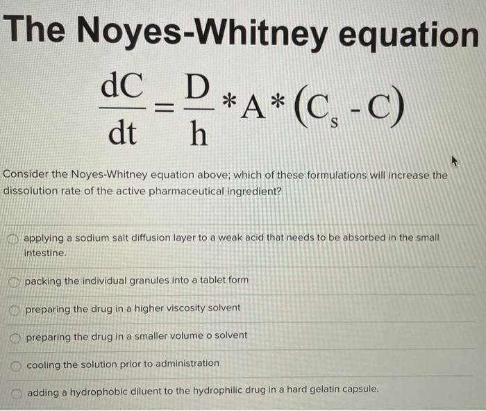 Solved please help me find dissolution rate and equation and | Chegg.com