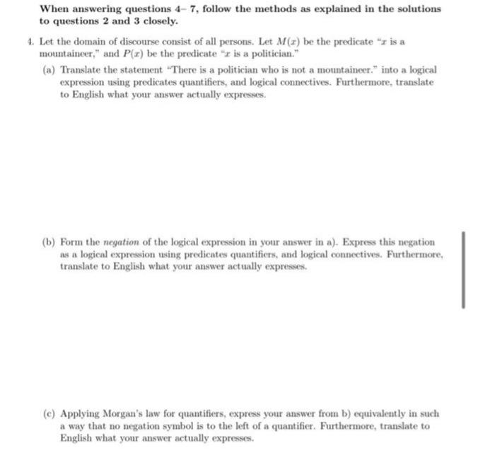 Solved 4. Let the domain of discourse consist of all | Chegg.com