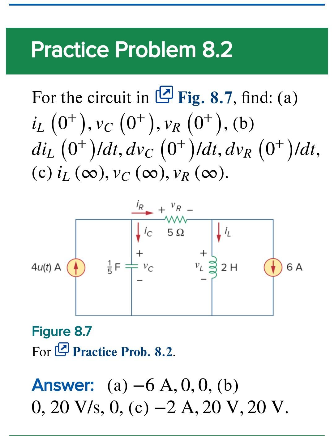 Solved Practice Problem 8.2 For The Circuit In Fig. 8.7, | Chegg.com