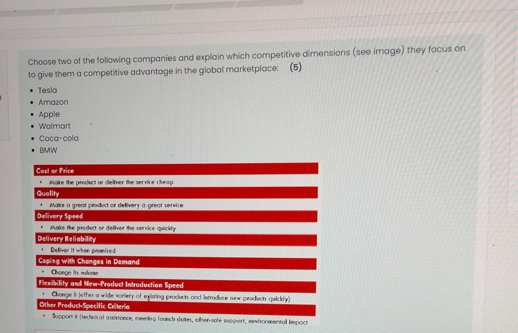 Solved Choose two of the following companies and explain | Chegg.com