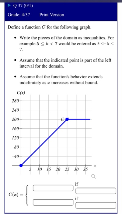 Solved Define a function f for the following graph. • Write | Chegg.com