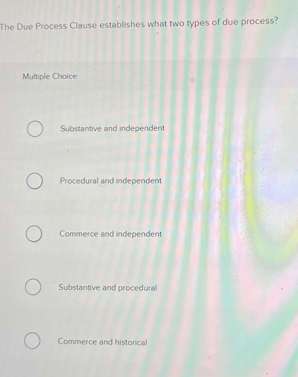 Solved The Due Process Clause establishes what two types of 