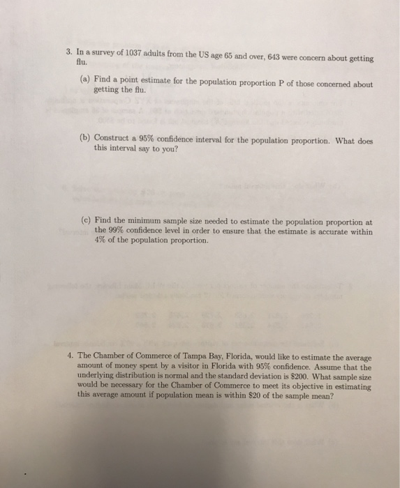 Solved 3 In A Survey Of 1037 Adults From The Us Age 65 A Chegg Com