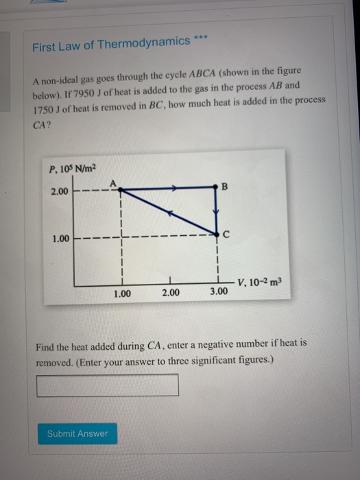 Solved First Law Of Thermodynamics A Non Ideal Gas Go Chegg Com