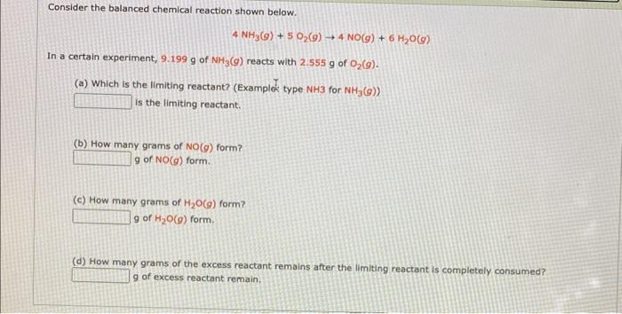 Solved Consider the balanced chemical reaction shown below. | Chegg.com