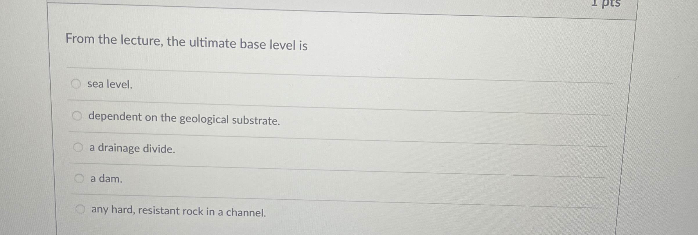 Solved From the lecture, the ultimate base level issea | Chegg.com