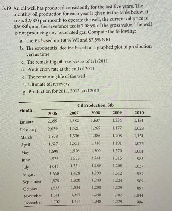 3.19 An oil well has produced consistently for the | Chegg.com