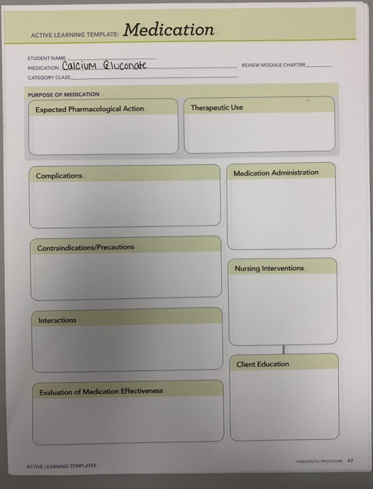 Calcium Gluconate Medication Template ACTIVE LEARNING, 54 OFF