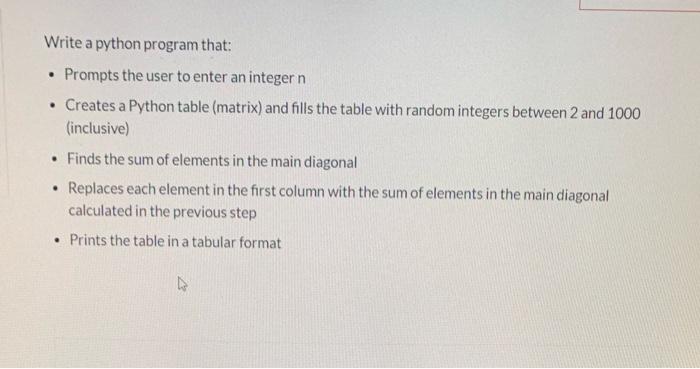 Solved Write a python program that: • Prompts the user to | Chegg.com
