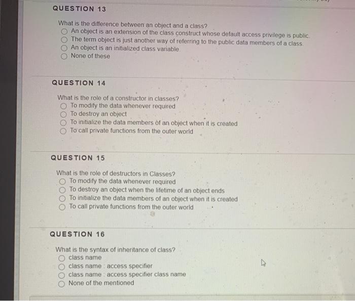 Solved QUESTION 13 What is the difference between an object | Chegg.com