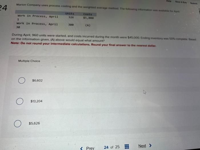 Solved 24 Marion Company uses process costing and the | Chegg.com