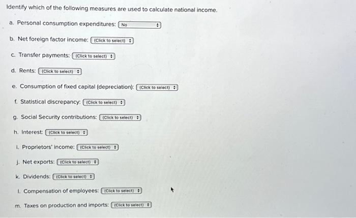 Solved Identify which of the following measures are used to | Chegg.com