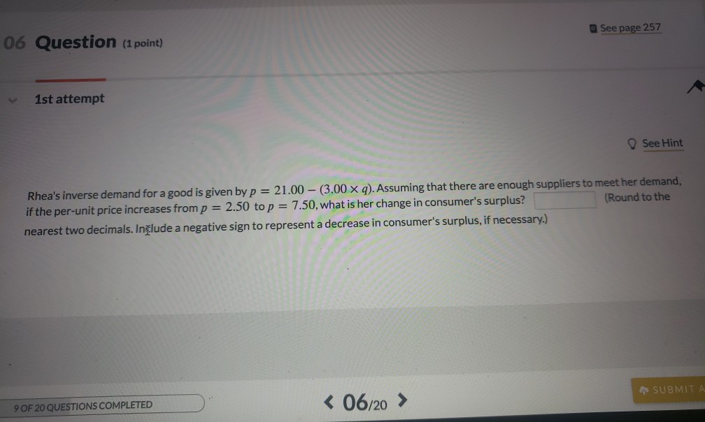 Solved @ See page 257 06 Question (1 point) 1st attempt See | Chegg.com