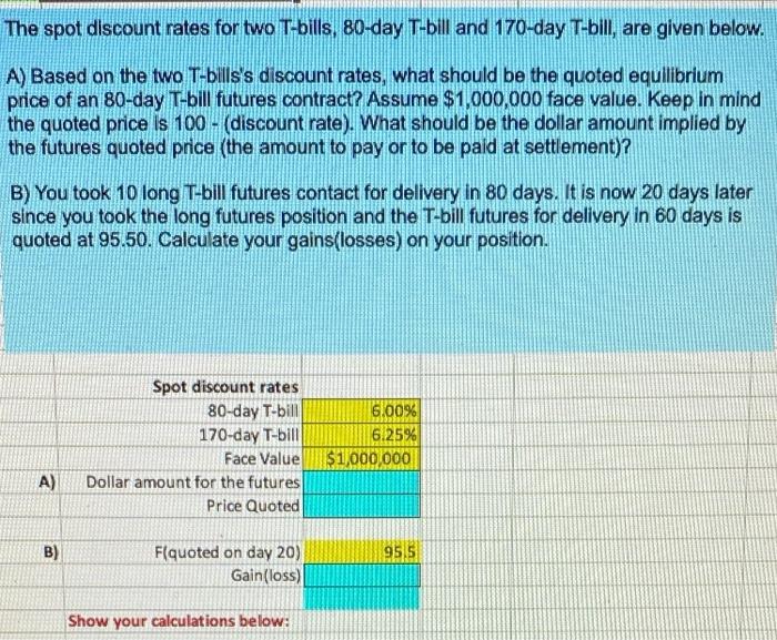 Solved The spot discount rates for two T-bills. 80-day | Chegg.com