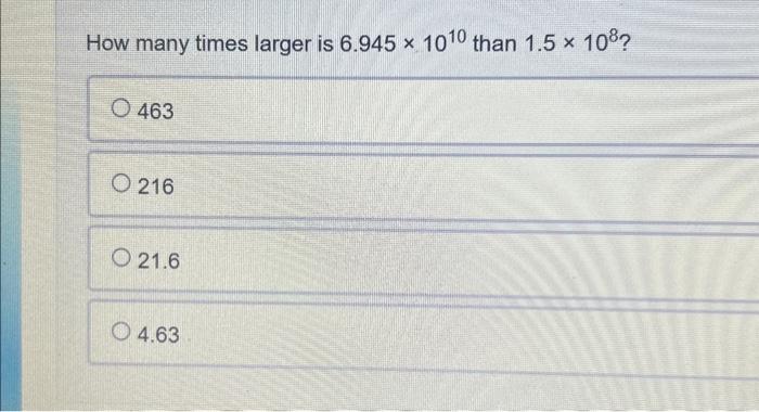 8x10 4 is how many times as large as 4x10 5